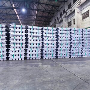 lead ingots in a factory warehouse