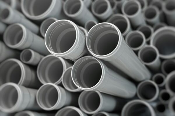 PVC plastic pipes and tubes background.